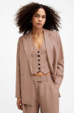 AllSaints blazer din amestec de in DERI LYN culoarea maro, oversize, neted, WT521Z