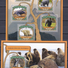 DB1 Fauna Guineea Animale Periclitate Rinocer Gorila Urs Alb Panda MS + SS MNH