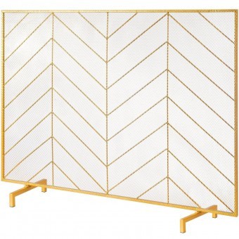 Ecran pentru semineu Vevor Gold, 980x758 mm, Otel, Auriu foto