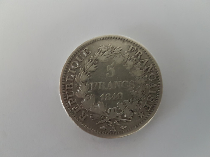 Franta 5 Francs 1849 Argint are 26 gr