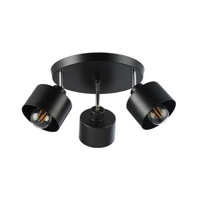 Aplica tavan, 3 becuri LED E27, baza 30 cm, unghi inclinare verticala 90 grade, otel, negru foto