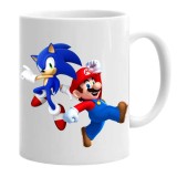 Cana alba personalizata sonic and mario, INOVATIX&reg;. 330 ml, Oem