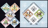 DB1 Ghana 1972 Cercetasia 65 Ani Baden Powell 5 v. + SS MNH