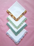 Lot de 4 batiste Vintage cu margine crosetata manual
