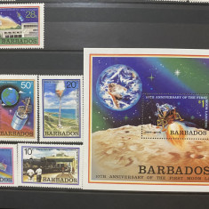 PC423 - Barbados 1979 Spatiu/ Aselenizare, serie + colita MNH, 6v +1v