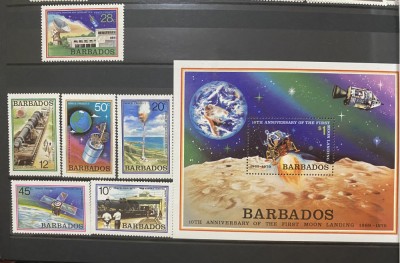 PC423 - Barbados 1979 Spatiu/ Aselenizare, serie + colita MNH, 6v +1v foto