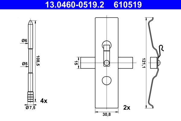 ATE 13.0460-0519.2 Set accesorii, placute frana
