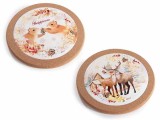 Set 2 suporturi vase fierbinti Craciun pluta ceramica multicolora &Oslash; 19,5 cm