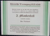 Invitatie la Bal Mascat organizat de Asociația din Renania, Germania, 1925