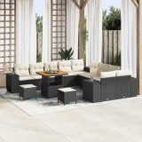 VidaXL Set de canapea pentru grădină cu 13 piese și perne - Negru, din rattan sintetic, model Acacia.