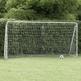 Poarta Fotbal Otel vidaXL, 366x122x182cm, Alba, Profesionala, Adulti, Competitii, Rezistenta Intemperii
