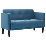 Cumpara ieftin Canapea loveseat, albastru, 111 cm, catifea