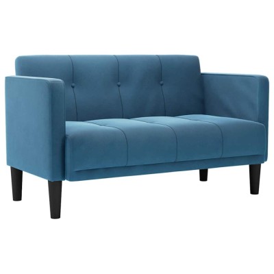 Canapea loveseat, albastru, 111 cm, catifea foto