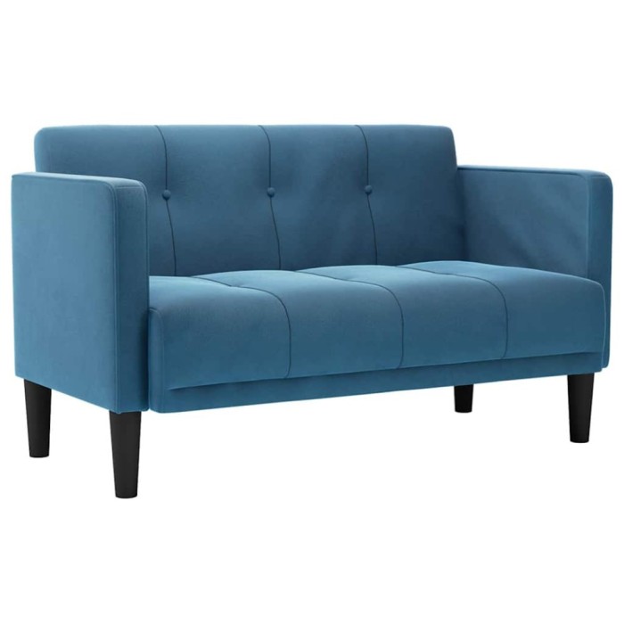 Canapea loveseat, albastru, 111 cm, catifea