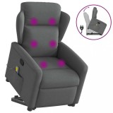 vidaXL Fotoliu de masaj rabatabil cu ridicare, gri &icirc;nchis, textil