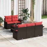 vidaXL Set de canapele pentru grădină 6 pcs Beige și Roșu poliratan 3353913