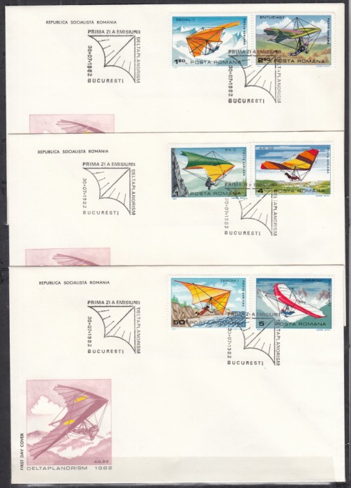ROMANIA 1981 LP 1057 DELTAPLANORISM SERIE /FDC