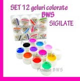 Kit Unghii Gel Complet cu Lampa LED 12 Geluri Colorate + CADOU: Accesorii Manichiura, Tipsuri, Decoratiuni Unghii &amp; Colier