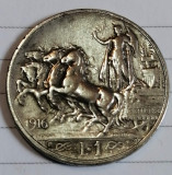 Moneda argint 1 lira 1916 rară, Europa