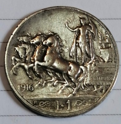 Moneda argint 1 lira 1916 rară foto