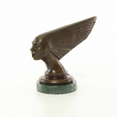 Cap de femeie Art Deco- statueta din bronz pe soclu din marmura BJ-65