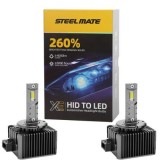 Set de 2 Becuri Faruri Conversie Hid-Led, Steelmate LED D2S Led, Plug &amp; Play, 6000k, Miez Cupru, Radiator Aluminiu Silentios, Calitate Premium CarStor