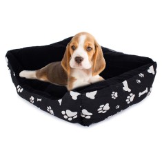 Culcus pentru Caini si Pisici cu Perna detasabila , Marimea L, 54x45x15, Culoare Negru