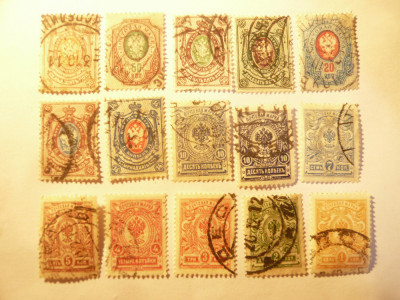 Serie Rusia 1908 - Steme- Embleme , 15 valori stampilate foto