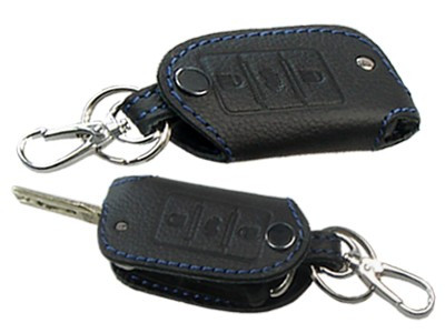 Husa cheie din piele pentru VW Polo Golf Passat Tiguan, Skoda Octavia Fabia, Seat Leon, cusatura neagra, pentru cheie cu 3 butoane Kft Auto foto