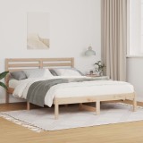 VidaXL Cadru de pat cu headboard Maro 135 x 190 cm Lemn de brad solid