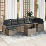 Set de Sofa de Grădină vidaXL cu 8 Piese și Perne Gri Ratan Poli