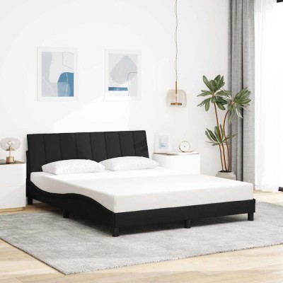 Cadru de pat fără saltea, negru, 160x200 cm, textil foto