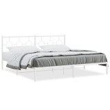 Cumpara ieftin Cadru de pat metalic cu tablie, alb, 193x203 cm