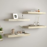 VidaXL Rafturi de perete suspendate, 4 buc., stejar, 50x23x3,8 cm, MDF