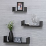 Set Rafturi de Perete, Model 3 Bucăți, Sistem Montare Ascuns, MDF, Dimensiuni Diverse, Culoare Maro &Icirc;nchis, Oem