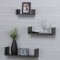 Set Rafturi de Perete, Model 3 Bucăți, Sistem Montare Ascuns, MDF, Dimensiuni Diverse, Culoare Maro &Icirc;nchis