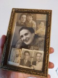 Rama cu 6 fotografii vechi, vintage, epoca, rama lemn, sticla deasupra, 15x10cm