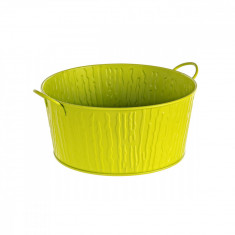 Ghiveci pentru flori metal verde ? 26 cm x 12 h foto