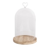 Cumpara ieftin Platou decorativ lemn cupola sticla &Oslash; 14x22 cm