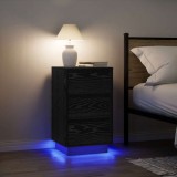vidaXL Noptiera cu lumini LED Negru 38x34x65 cm