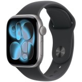 Apple Watch 11 GPS, Carcasa Space Grey Aluminium 42mm, Black Sport Band - M/L