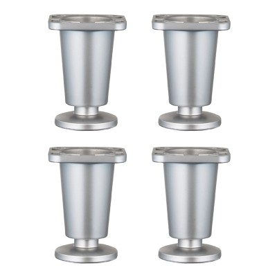 Picior mobila conic din plastic, reglabil, crom mat, 8 cm, 4 buc / set foto