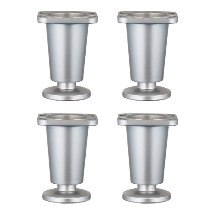 Picior mobila conic din plastic, reglabil, crom mat, 8 cm, 4 buc / set