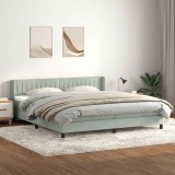 Cumpara ieftin Pat box spring cu saltea, gri deschis, 200x210 cm, catifea
