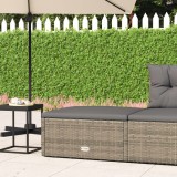 Taburet gradina vidaXL, poliratan gri, cu perna inclusa, 53x51x24.5cm, confortabil si rezistent