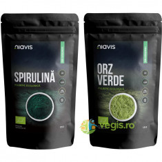 Pachet Spirulina Pulbere Ecologica/Bio 125g + Orz Verde Pulbere Ecologica/Bio 125g