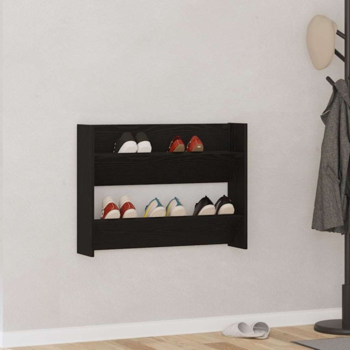vidaXL Dulapuri pentru pantofi de perete Stejar negru Lemn compozit