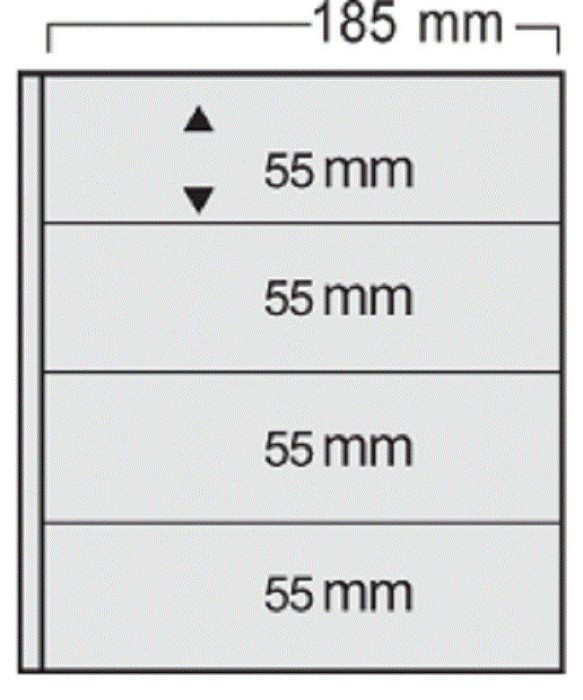 5 folii transparente, Variant, cu 4 buzunare de 55 x 185 mm