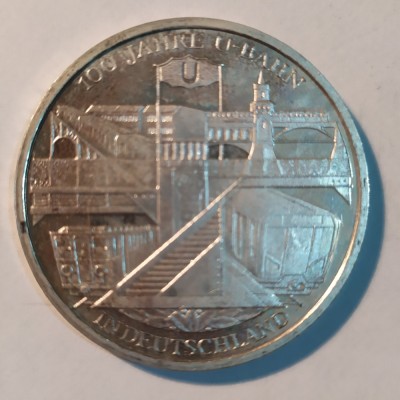 GERMANIA 10 EURO 2002 D 100 ANI METROU IN GERMANIA ARGINT AUNC UNC foto