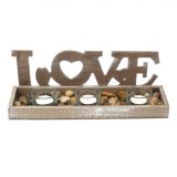 Set Love cu pahare pentru lumanari, Lioness, 31 x 9.5 x 10 cm